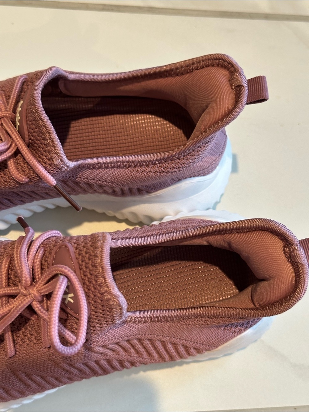 Dusty Pink Knit Lace-Up Athletic Sneakers Walking Shoes Women Size 9 EU 40 - Picture 6 of 6